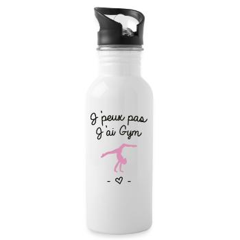 J'peux pas j'ai gym - Gourde avec paille intégrée - blanc - Droite