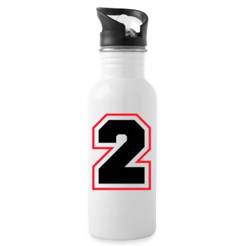 2 Zahl symbol - Trinkflasche mit integriertem Trinkhalm - Weiß - Rechts