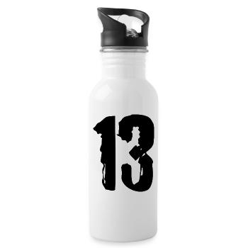 13 Zahl Trikot - Trinkflasche mit integriertem Trinkhalm - Weiß - Rechts