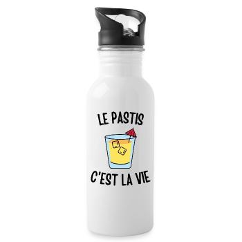 Le pastis c'est la vie - Gourde avec paille intégrée - blanc - Droite