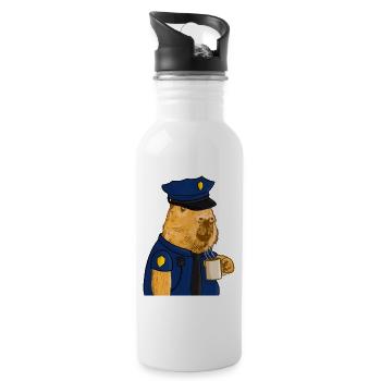 Polizei Capybara - Trinkflasche mit integriertem Trinkhalm - Weiß - Rechts