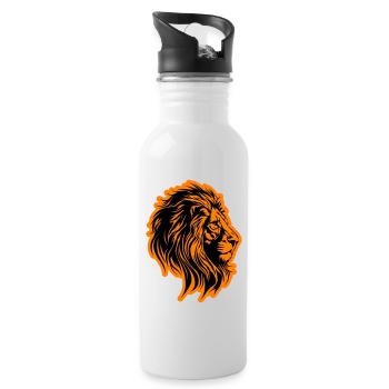 Lion's head symbol lion - Water bottle with straw - white - Right