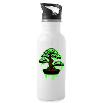 Symbole du bonsaï de l’arbre - Gourde avec paille intégrée - blanc - Droite