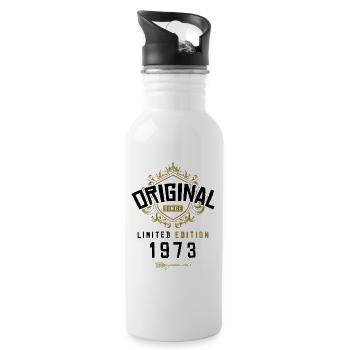 1973 limited edition Geburtstag - Trinkflasche mit integriertem Trinkhalm - Weiß - Rechts