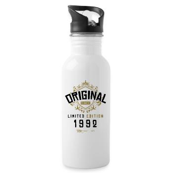 1992 limited edition Geburtstag - Trinkflasche mit integriertem Trinkhalm - Weiß - Rechts