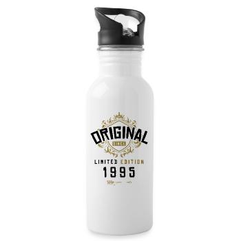 1995 limited edition Geburtstag - Trinkflasche mit integriertem Trinkhalm - Weiß - Rechts