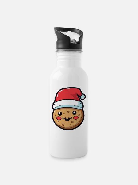 Biscuit Christmas Comic - Water bottle with straw - white