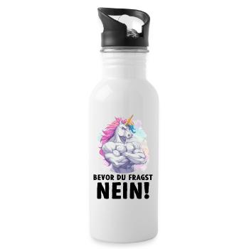Licorne Licorne magique avant de demander non - Gourde avec paille intégrée - blanc - Droite