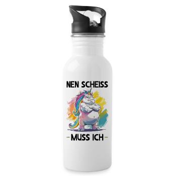 Licorne Licorne merde magique Je dois - Gourde avec paille intégrée - blanc - Droite