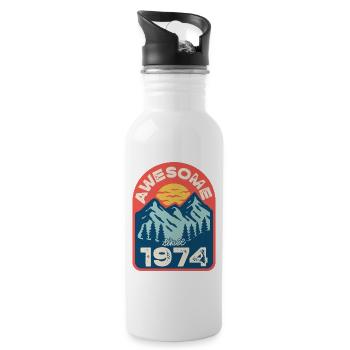 Awesome since 1974 - Water bottle with straw - white - Right