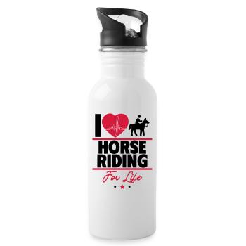 I love riding – all my life - Water bottle with straw - white - Right