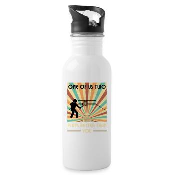 Einer Von Uns Beiden Spielt Besser Als Du Squash - Trinkflasche mit integriertem Trinkhalm - Weiß - Rechts