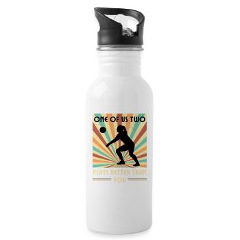 Einer Von Uns Beiden Spielt Besser Volleyball Als - Trinkflasche mit integriertem Trinkhalm - Weiß - Rechts