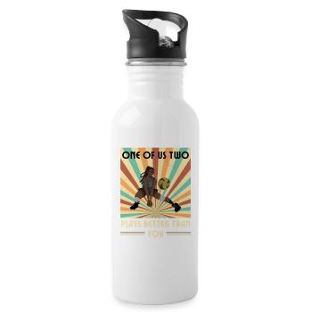 Einer Von Uns Beiden Spielt Besser Volleyball Als - Trinkflasche mit integriertem Trinkhalm - Weiß - Rechts