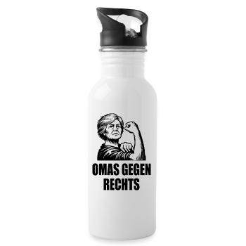 Omas gegen rechts - Trinkflasche mit integriertem Trinkhalm - Weiß - Rechts