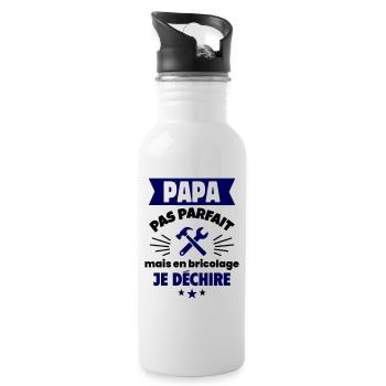 Papa pas parfait, mais en bricolage je déchire - Gourde avec paille intégrée - blanc - Droite