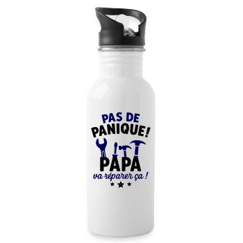 Pas de panique Papa va réparer ça cadeau père - Gourde avec paille intégrée - blanc - Droite