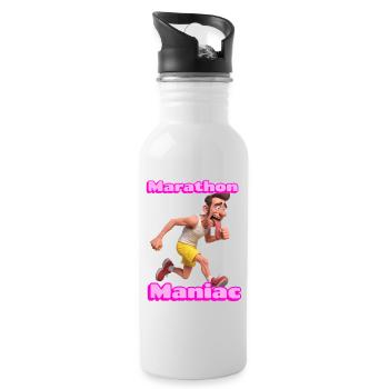 Marathon Maniac Cartoon Runner - Water bottle with straw - white - Right