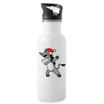 Weihnachten Dabbing Dab Esel - Trinkflasche mit integriertem Trinkhalm - Weiß - Rechts