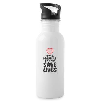 Sauver des vies paramédic docteur docteur docteur cadeau - Gourde avec paille intégrée - blanc - Droite