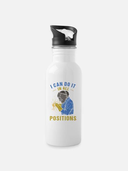 Welding saying Funny welder steelworker - Water bottle with straw - white
