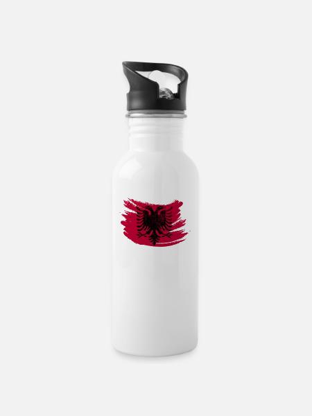 Kosova Albanian Eagle Kosovo Albanie Cadeau - Gourde avec paille intégrée - blanc