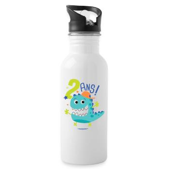 j'ai 2 ans Cadeau anniversaire 2 ans dinosaure - Gourde avec paille intégrée - blanc - Droite