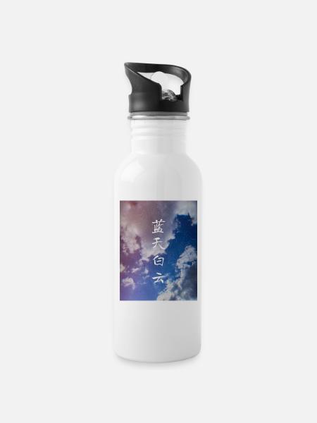Clouds and blue skies - Water bottle with straw - white