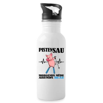 skifahrer und pistensau hüttengaudi alpin ski - Trinkflasche mit integriertem Trinkhalm - Weiß - Rechts