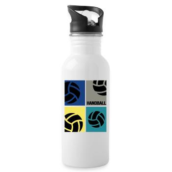 handballer handball retro design handball player - Water bottle with straw - white - Right