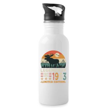 1963 legendäres Jubiläum 60 Jahre - Trinkflasche mit integriertem Trinkhalm - Weiß - Rechts