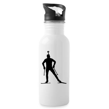 Biathlon, Skilanglauf, Langlaufen, Biathlet - Trinkflasche mit integriertem Trinkhalm - Weiß - Rechts