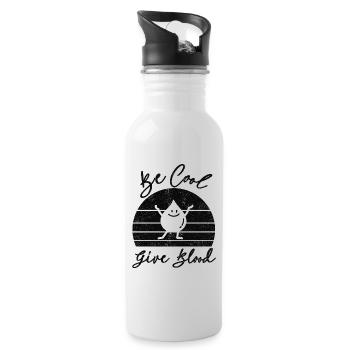 Be cool, give Blood! With Retro Sunset - Trinkflasche mit integriertem Trinkhalm - Weiß - Rechts