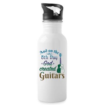 And on the 8th day God created Guitars - Trinkflasche mit integriertem Trinkhalm - Weiß - Rechts