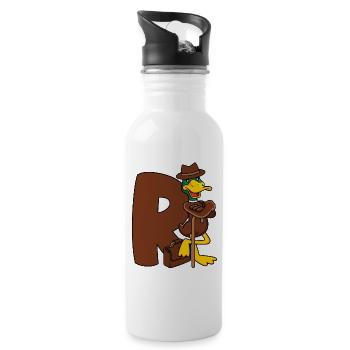 Rente Ente R Rentner Rentnerin Ruhestand Geschenk - Trinkflasche mit integriertem Trinkhalm - Weiß - Rechts