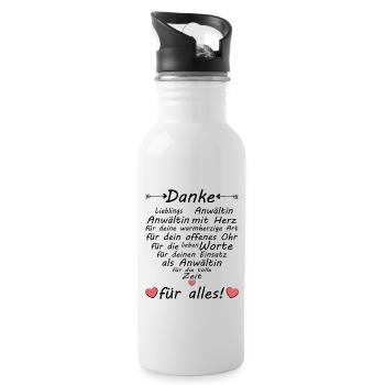 Anwältin Dankeschön Danke sagen zum Abschied - Trinkflasche mit integriertem Trinkhalm - Weiß - Rechts