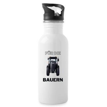 Für die Bauern - Bauer Farmer Landwirt Helden - Trinkflasche mit integriertem Trinkhalm - Weiß - Rechts