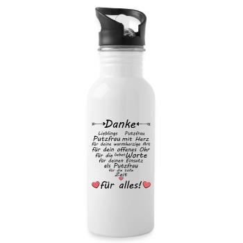 Beste Putzfrau Danke Lieblings zum Abschied - Trinkflasche mit integriertem Trinkhalm - Weiß - Rechts