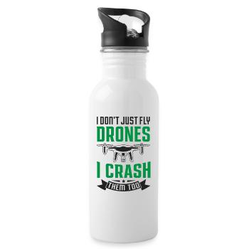 I Don't Just Fly Drones, I Crash Them Too - Water bottle with straw - white - Right