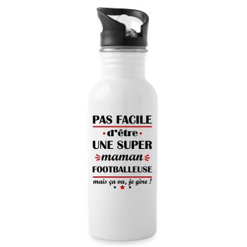 Pas facile super maman footballeuse,fête des mères - Gourde avec paille intégrée - blanc - Droite