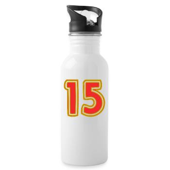 15. 15 ANS. 15e ANNIVERSAIRE. ANNIVERSAIRE 15 ANS. - Gourde avec paille intégrée - blanc - Droite