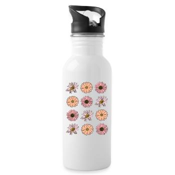 Blume pastell Blume Blumen pastell Blumen flieder - Trinkflasche mit integriertem Trinkhalm - Weiß - Rechts