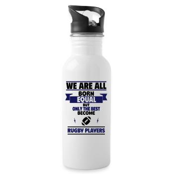 Nur die Besten werden Rugbyspieler - Trinkflasche mit integriertem Trinkhalm - Weiß - Rechts