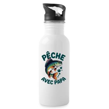 Pêcher avec papa. Perche sautante - Gourde avec paille intégrée - blanc - Droite