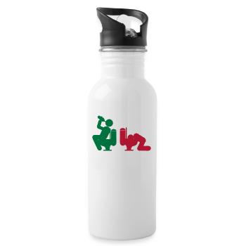 alcohol humor drink puppy vomit toilet wc i - Water bottle with straw - white - Right