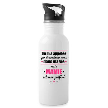 on m'a appelé mais mamie, fête des grands-mères - Gourde avec paille intégrée - blanc - Droite