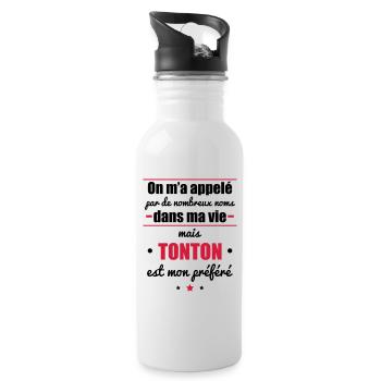 on m'a appelé mais tonton, cadeau oncle - Gourde avec paille intégrée - blanc - Droite