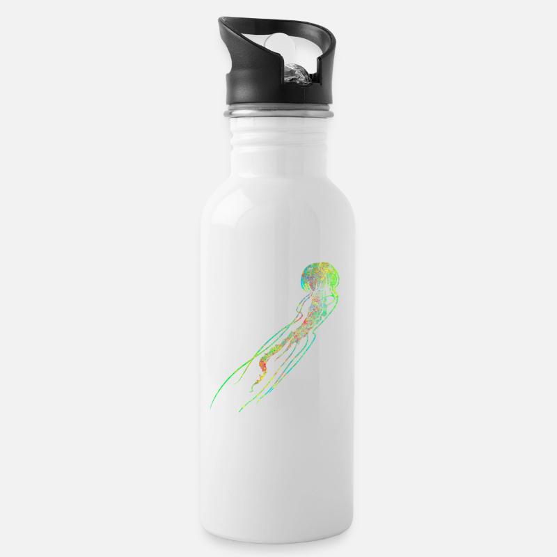 Jellyfish neon-colored - Water bottle with straw - white