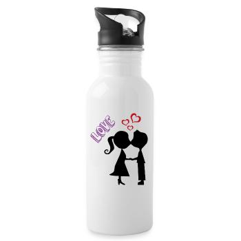 Cadeau de mariage Mariage Just Married Love - Gourde avec paille intégrée - blanc - Droite