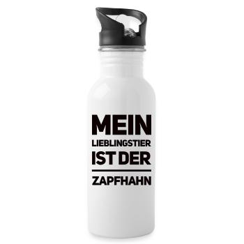 Mein Lieblingstier Ist Der Zapfhahn - Trinkflasche mit integriertem Trinkhalm - Weiß - Rechts